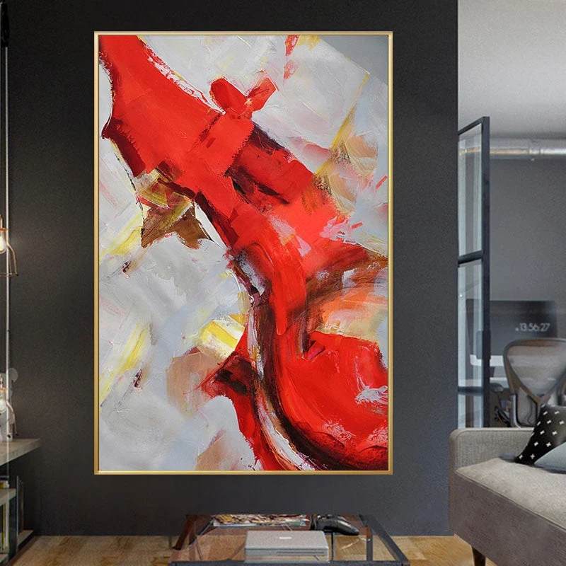 Painting Original Brown Yellow Red Abstract Canvas Wall Art 4VJMS